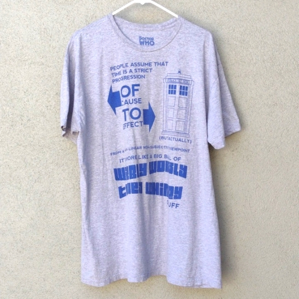 Dr Who Gray Wibbly Wobbly Tardis T-shirt 2X
